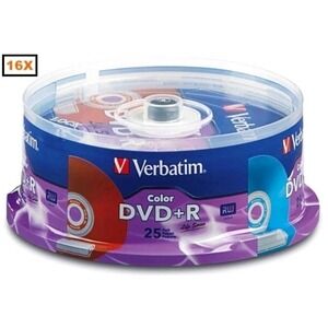 25-Pack Verbatim 16X‎ Life Series w/ VIBRANT COLOR SURFACE DVD+Rs Verbatim 98431